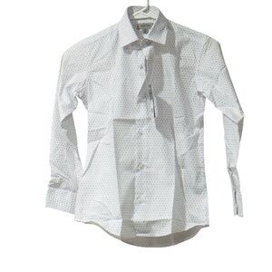 NWT Kenneth Cole Reaction Big Boys Print Classic Shirt - Black, White Size 10